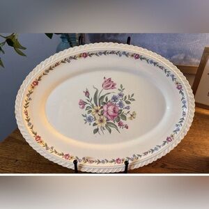 Vintage Harker Royal Gadroon Bouquet Floral Oval Serving Platter